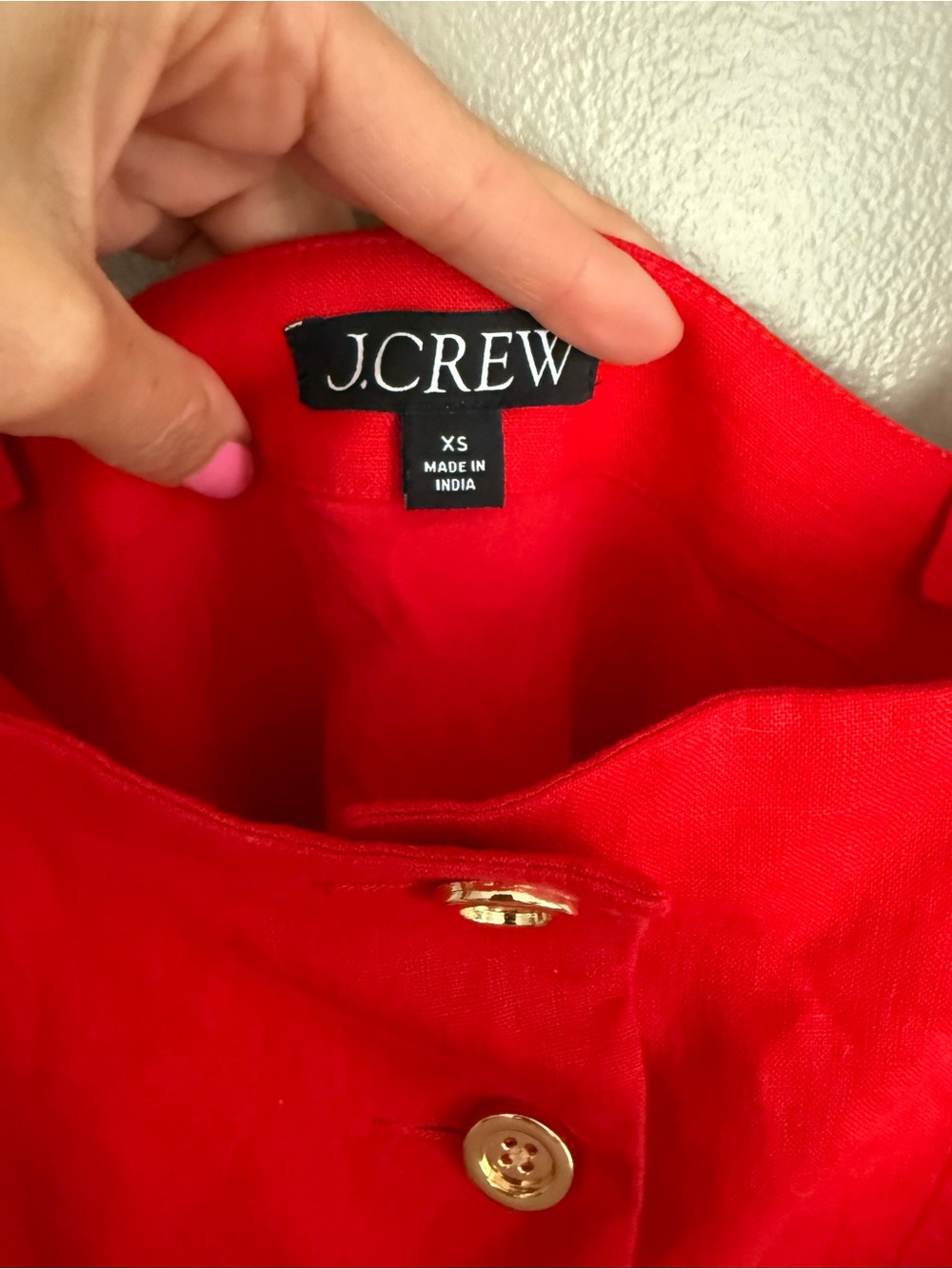 J. Crew Red Button-Front Mini Dress - Picture 3 of 5